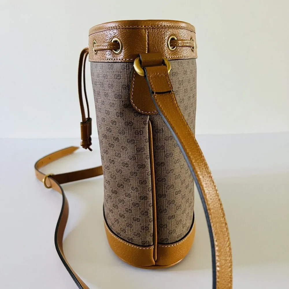 GUCCI x DISNEY Mickey Mouse Print Canvas Leather Bucket Shoulder Bag